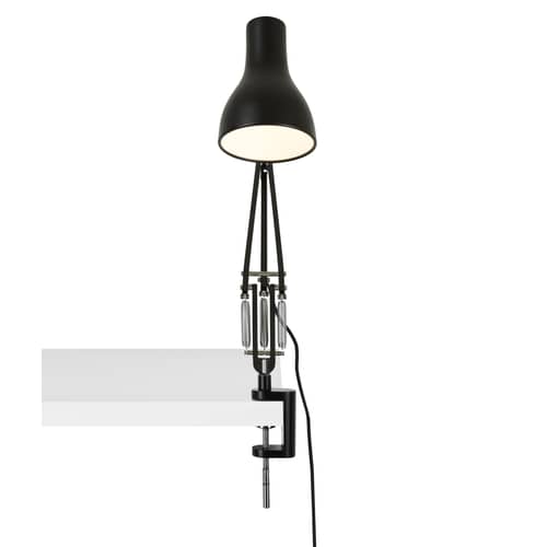 Set Lampe Type 75 metallo nero / Base a morsa - Anglepoise - Nero corvino - Acciaio cromato, Alluminio