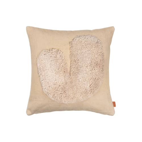 Coussin Lay tissu blanc beige / 50 x 50 cm - Ferm Living - Blanc cassé / Sable -  Duvet, Coton, Laine, Plume