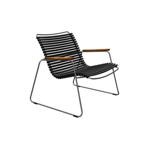 Fauteuil bas Click Roomy Lounge plastique noir - Houe - Noir - Acier thermolaqué, Bambou, Polypropylène