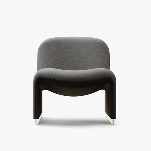 Fauteuil rembourré Alky tissu noir / Giancarlo Piretti, 1970 - ANONIMA CASTELLI - Noir (tissu Trevira) - Alliage d\'aluminium, Mousse polyuréthane, Sangles élastiques, Tissu Trevira