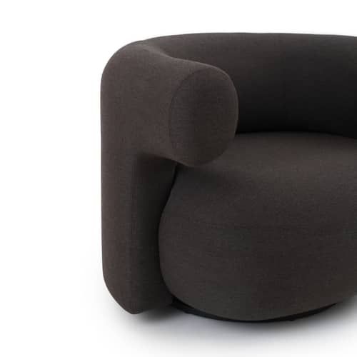Fauteuil pivotant Burra Outdoor tissu marron - Normann Copenhagen - Marron (tissu Chestnut NAT 10102) - Acier, Bois certifié FSC, Mousse, Tissu outdoor
