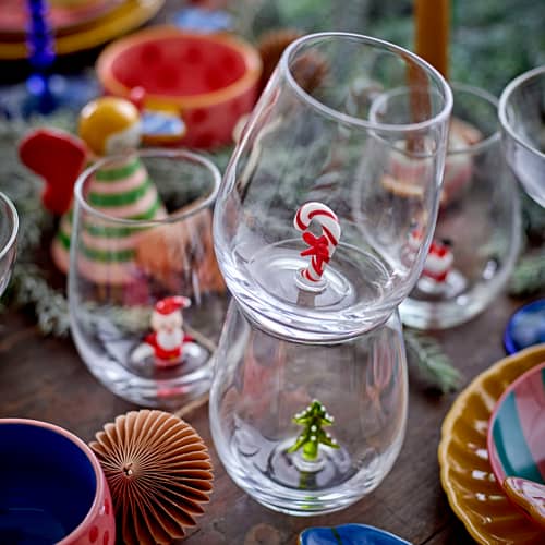 Misa Glass glass transparent / Set of 4 - Christmas figurines attached to the inside - Bloomingville - Christmas Figurines - Glass