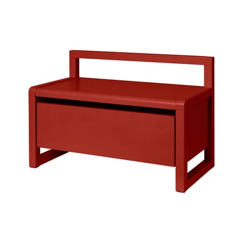 Kinderbank Little Architect holz rot / Ablage mit Schublade - B 60 cm - Ferm Living - Mohnblume - Esche massiv, Eschefurnier