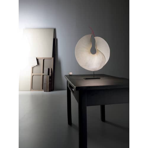 Lampe de table The MaMo Nouchies LED papier beige / Yoruba Rose - Ingo Maurer - Beige - Métal laqué, Papier japonais