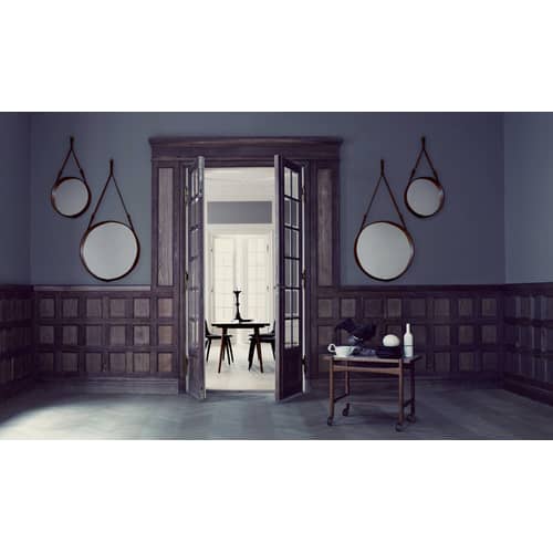 Miroir mural Adnet cuir marron / Ø 58 cm - Réédition 50\' - Gubi - Marron - Cuir