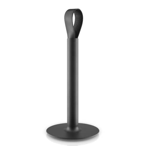 Porte-rouleau essuie-tout  métal cuir noir / Lanière cuir - Eva Trio - Noir / Cuir noir - Acier inoxydable, Cuir, Silicone