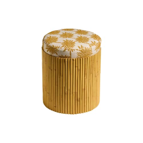 Pouf Riviera / Rotin - Maison Sarah Lavoine - Palmier ocre / Rotin naturel - Mousse, Rotin, Tissu