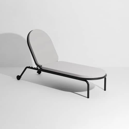 Week-end Reclining deckchair on wheels metal green / Aluminium - Petite Friture - Jade green - Aluminium