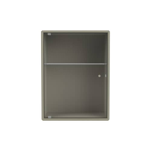 Armoire murale salle de bains Ripple / L 35,4 x P 20 x H 46,8 cm - Verre ondulé - MONTANA - Fennel 144 - MDF laqué, Verre ondulé