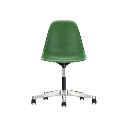 Sedia a rotelle RE PSCC - Eames Plastic Side Chair materiale plastico verde / (1950) - Riciclato - Vitra - Verde smeraldo - , Plastica riciclata post-consumo