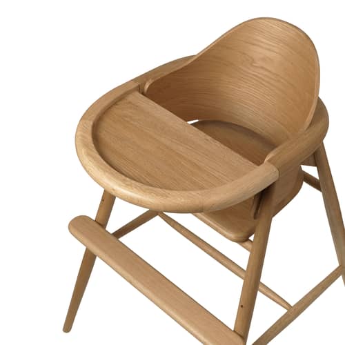 Sedia alta Muru legno naturale - Ferm Living - Sedia alta / Quercia - Impiallacciatura di rovere, Pelle, Rovere massello