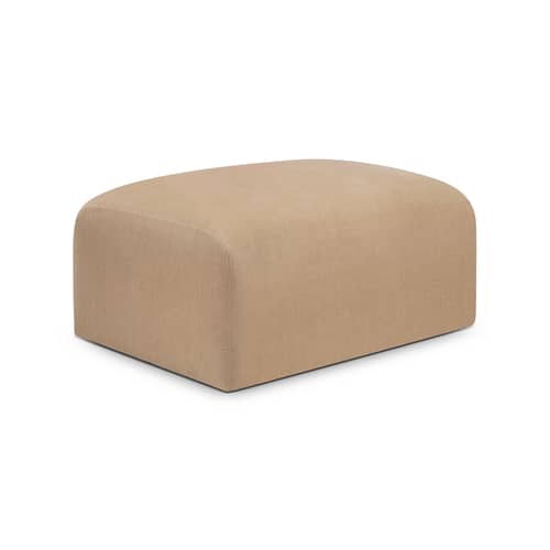 Sitzkissen Bulky textil beige / Fußstütze - 80 x 60 cm - Ethnicraft - Hellbeige Sepia Hellbeige - Faser, Gewebe, Hochdichter PU-Schaum, Holz