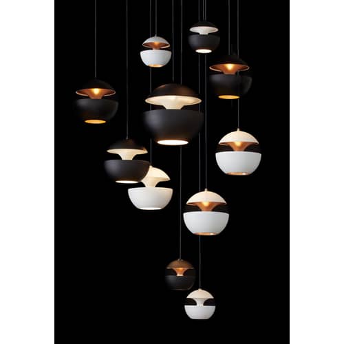 Suspension Here Comes The Sun métal noir / Ø 45 cm - Réédition 1970 - DCW éditions - Noir / intérieur cuivre - Aluminium, Textile