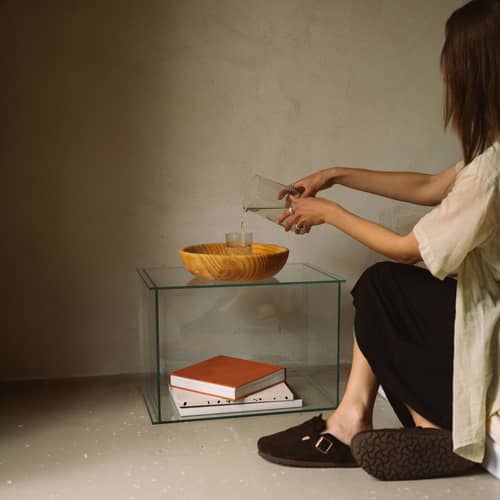Table d\'appoint Rivet Box verre transparent - Frama  - Transparent - Verre sécurit