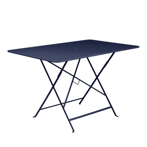 Table pliante Bistro métal bleu / 117 x 77 cm - 6 personnes - Trou parasol - Fermob - Bleu Abysse - Acier peint