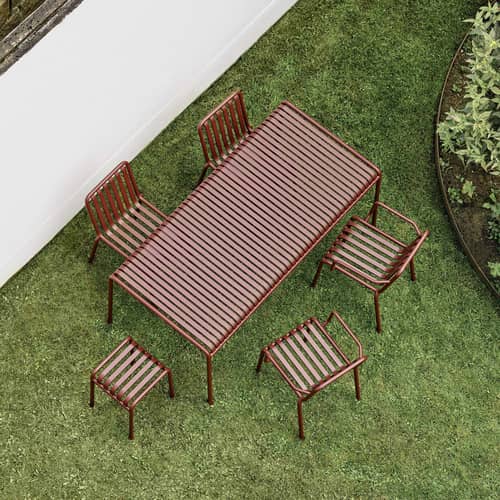 Table rectangulaire Palissade métal rouge / 170 x 90 cm - Bouroullec,2016 - Hay - Rouge oxyde - Acier