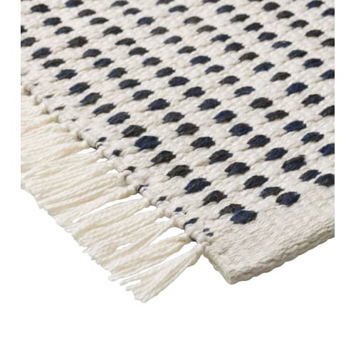 Tappeto per esterno Way Runner tessuto blu / 70 x 180 cm - Bottiglie di plastica riciclata - Ferm Living - Bianco sporco  / Blu - Poliestere riciclato