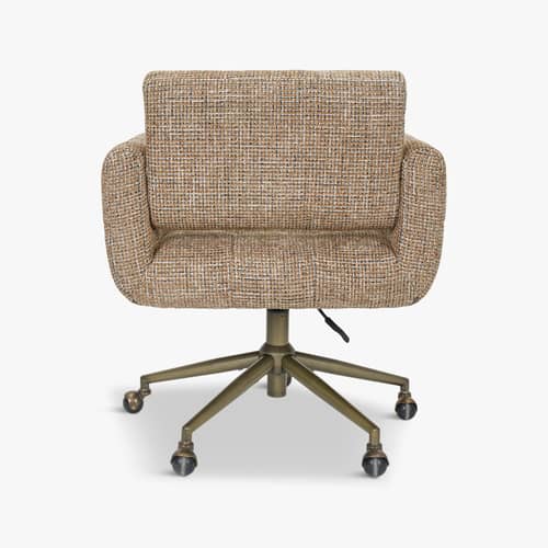Bürosessel Valeria textil braun - NV GALLERY - Karamellfarbener Tweed / Messing Gebürstet - Eisen, High Density-Schaum, Tissu Tweed