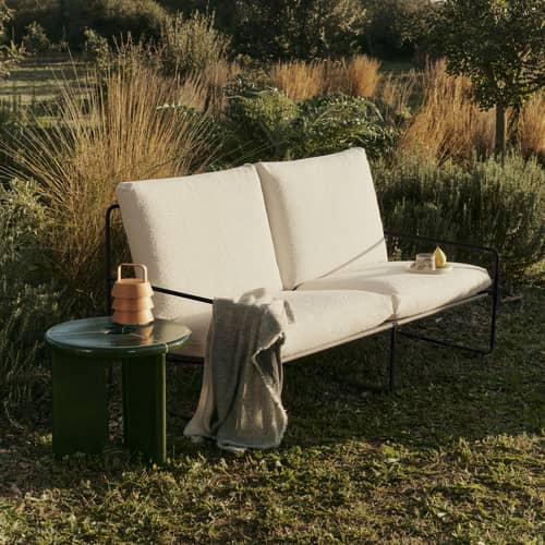 Beistelltisch Deya stein grün / Ø 47 x H 45 cm - Emaillierter Beton - Ferm Living - Dunkelgrün - Beton