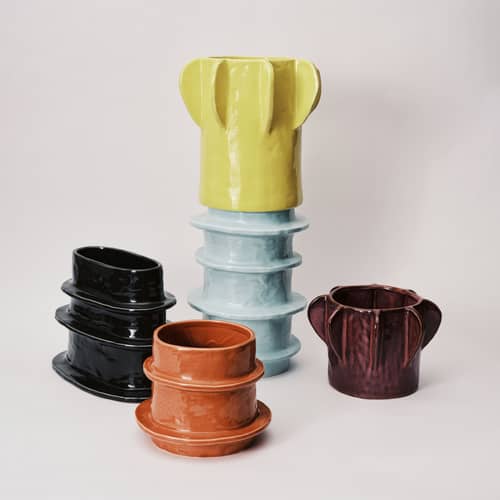 Cache-pot Molly 04 céramique orange / Vase - Ø 19.5 x H 15.5 cm - Serax - Orange - Grès émaillé
