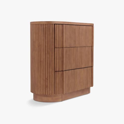 Comò Ronda legno marrone / L 100 x H 90 cm - NV GALLERY - Tinta noce - Legno massello di hevea