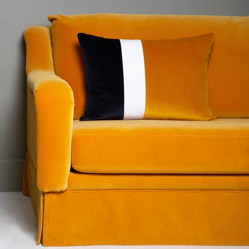 Cuscino Sicilia tessuto giallo / Velluto - 40 x 55 cm - Maison Sarah Lavoine - Ocra, Nero, Gelsomino - Espanso, Velluto