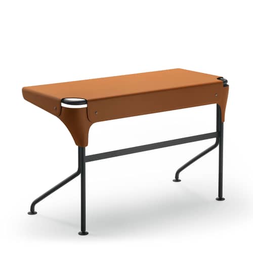 Tucano Desk leather brown / Saddle leather - Zanotta - Brown leather - Leather, Varnished steel