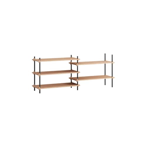 Etagère Shelving System – s.65.2.A / L 162 x H 65 x Prof. 35 cm - MOEBE - Chêne naturel / Noir - Acier, MDF placage chêne
