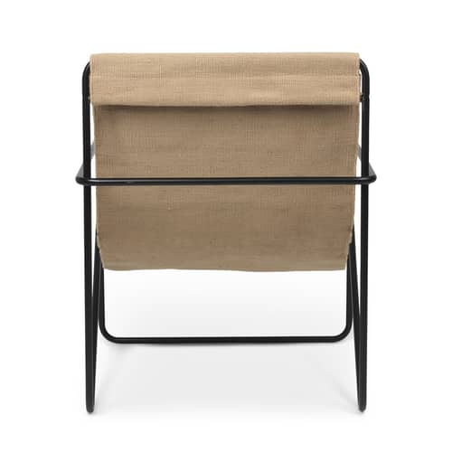 Fauteuil Desert / Structure noire - Bouteilles plastique recyclées - Ferm Living - Métal noir / Toile Unie Taupe - Acier thermolaqué, Tissu recyclé