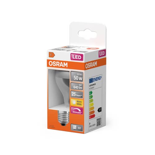 Lampadina LED E27 dimmable Classique A60 Silver vetro argento / 6,5 W (= 50 W) - Bianco caldo - Osram - Argento - Vetro