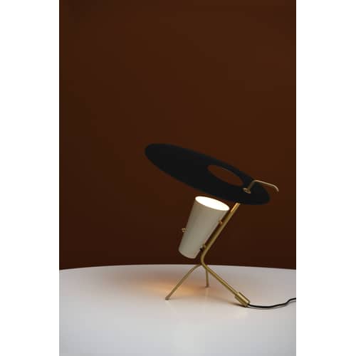 Lampe de table G24 métal noir / Réédition 1953, Pierre Guariche - H42 cm - SAMMODE STUDIO - Noir mat - Aluminium, Laiton