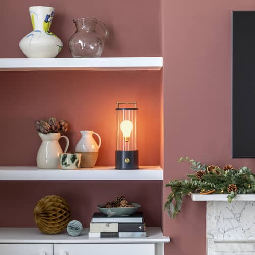 Lampe extérieur sans fil rechargeable The Muse métal noir / IP44 - Verre - TALA - Noir Hackles - Aluminium, Laiton massif, Verre borosilicaté