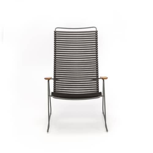 Click Lounge Low armchair plastic material green High backrest - Houe - Olive green - Bamboo, Metal, Plastic