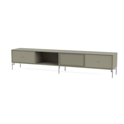 Meuble TV Octave VII bois gris / Avec pieds - L 183,6 x P 30 x H 36,6 cm - MONTANA - Fennel 144 - Acier, Acier perforé, MDF laqué