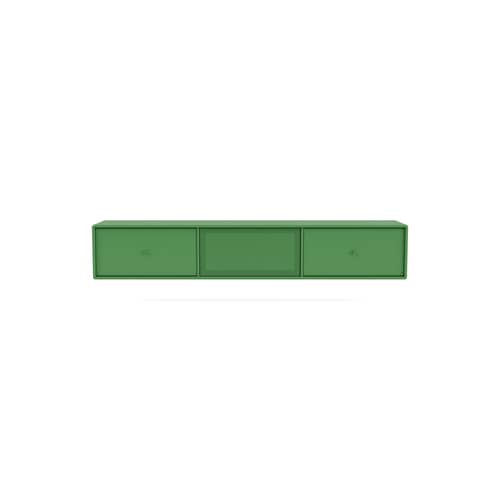 Meuble TV suspendu Octave V bois vert / L 138 x P 30 x H 24 cm - MONTANA - Parsley 152 - Acier perforé, MDF laqué