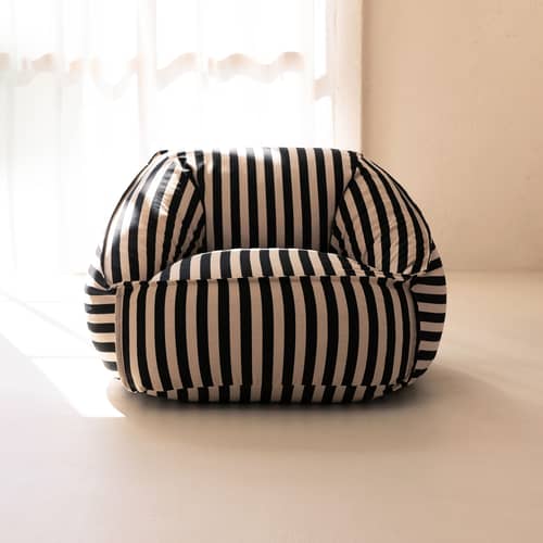 Pouf Ziggy tissu noir - NOBODINOZ - Noir - Sable - Coton biologique, Mousse de polyuréthane