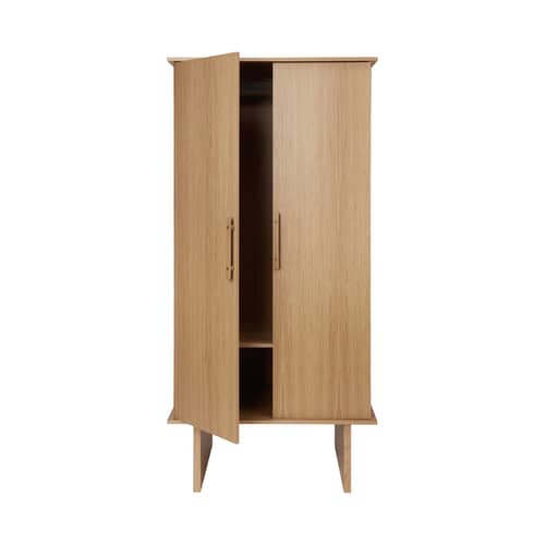 Schrank Stilt holz natur / Kleiderschrank - B 90 x H 186 cm / Mit Kleiderstange - Ferm Living - Eiche natur - eichenfurnierte Holzfaserplatte