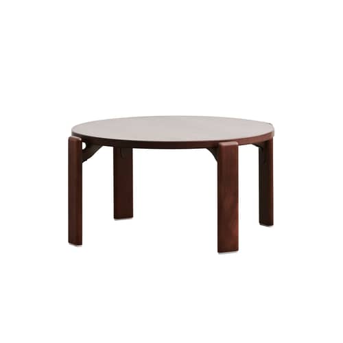 Table basse Rey marron bois naturel / By Bruno Rey x Dietiker, 1971 - Ø 66,5 x H 32 cm - Hay - Bois foncé - Contreplaqué de hêtre, Hêtre massif