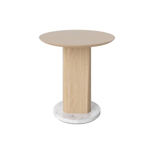 Table d\'appoint Root marbre bois naturel / Ø 42 x H 44 cm - Marbre & chêne - Bolia - Chêne pigmenté blanc / Marbre blanc-gris - Chêne massif pigmenté blanc, Marbre