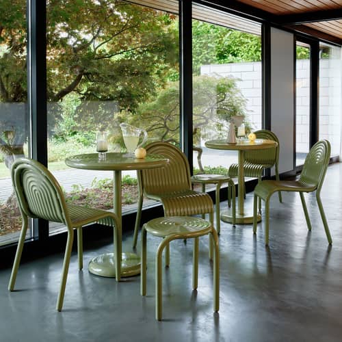 Table ronde Groove Tom Dixon / Ø 70 cm - Vert - Métal | Made In Design