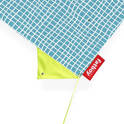 Tente de plage Miasun tissu bleu / Pliable & nomade - 150 x 220 cm - Fatboy - Venice / Carreaux bleus - Aluminium, Coton