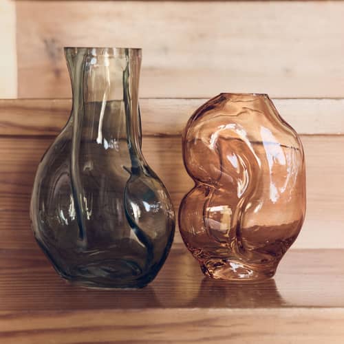 Vase Gleam verre vert / H 22 cm - HK LIVING - Olive - Verre