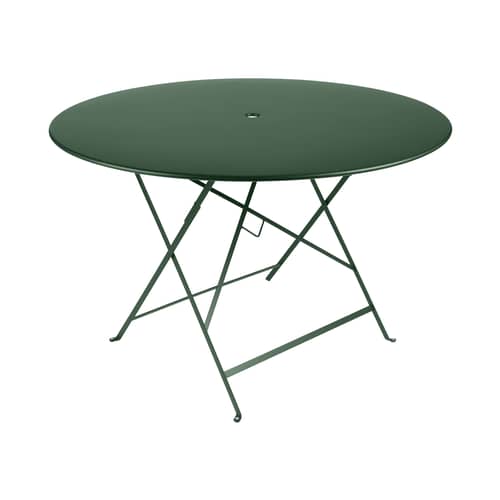 Bistro Foldable table metal green Ø 117 cm - 6/8 people - Umbrella Hole - Fermob - Cedar - Painted steel