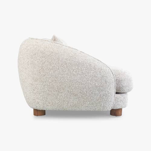 Divano destro Blake tessuto beige / 3 posti - L 222,5 cm - NV GALLERY - Beige Tiramisu (riccio) - Legno certificato FSC, Schiuma ad alta densità, Tessuto bouclé