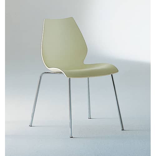 Chaise empilable Maui plastique noir - Kartell - Anthracite / Pieds chromés - Acier chromé, Polypropylène