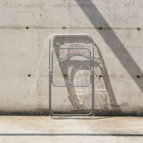 Chaise pliante Plia plastique transparent / Giancarlo Piretti, 1967 - ANONIMA CASTELLI - Transparent / Structure chromée - Acier, Polycarbonate