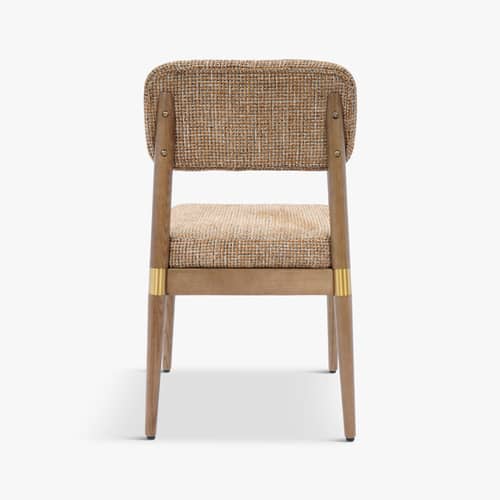 Chaise rembourrée Lilay tissu marron - NV GALLERY - Caramel / Frêne - Frêne massif, Mousse haute densité, Tissu Tweed