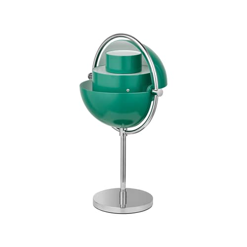 Kabellose, wiederaufladbare Außenlampe Multi-Lite metall grün / Louis Weisdorf, 1972 - Gubi - Petrolgrün / Verchromter Sockel - Messing