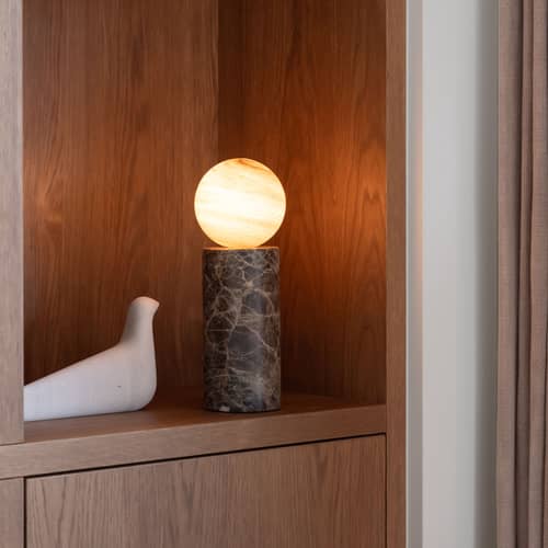 Lampe de table Tivoli - It\'s about Romi - Marron - Marbre, Verre