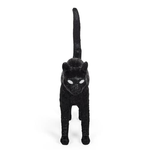 Lampe sans fil rechargeable Jobby the Cat plastique noir / L 46 x H 52 cm - Seletti - Noir - Résine